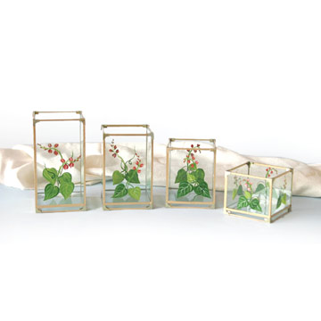 Hand Painted Glass Candleholder Sets